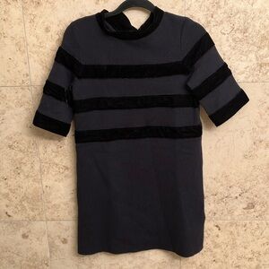 Maje Milano Wool Blend Mini Dress with Velvet Trim